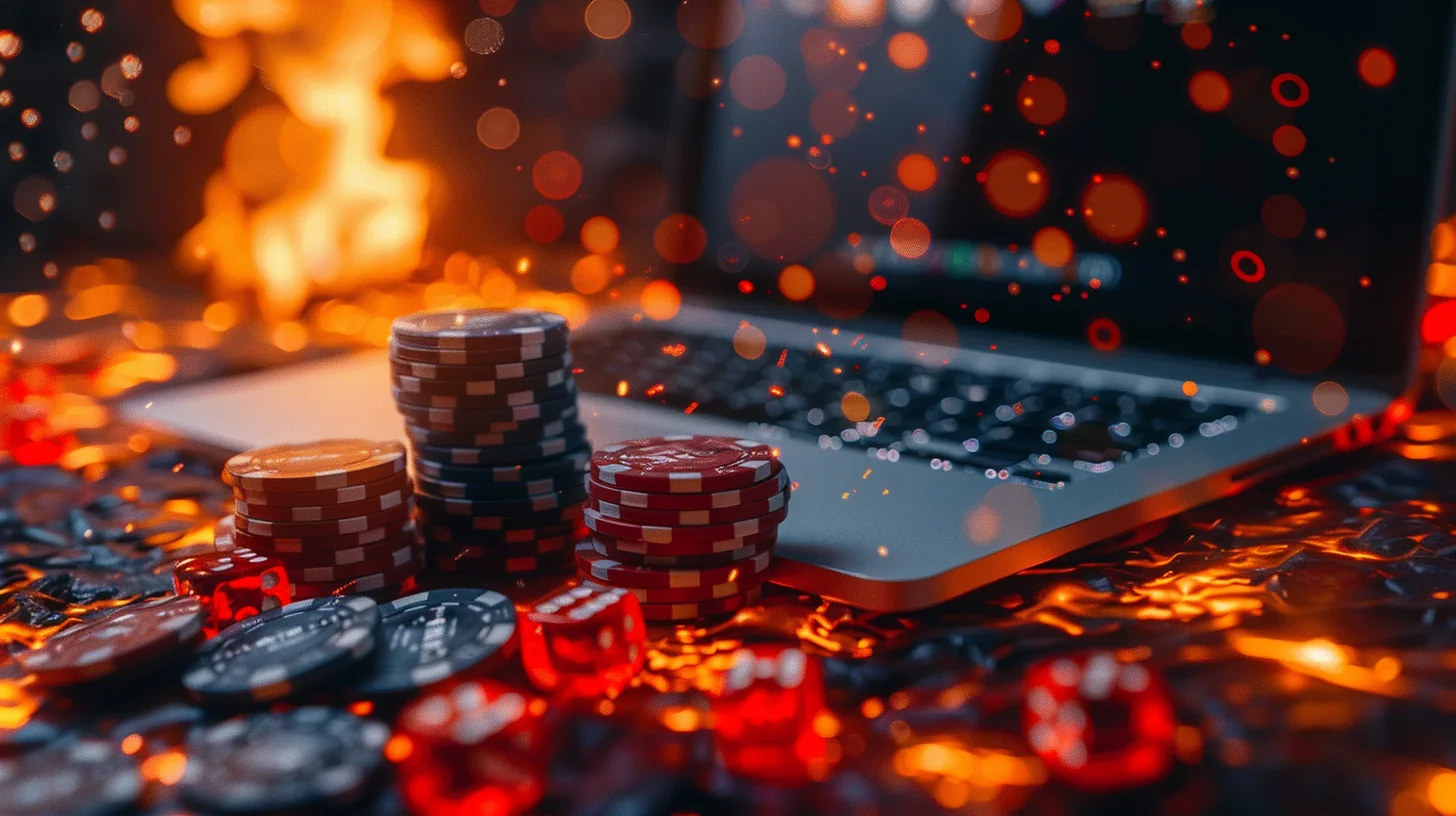 Tampilan meja kasino digital dengan suasana permainan kartu