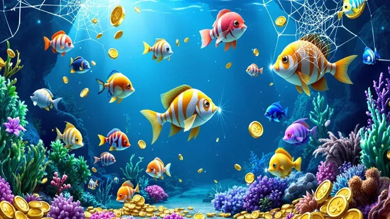 Tampilan permainan tembak ikan bawah laut di ATOM138