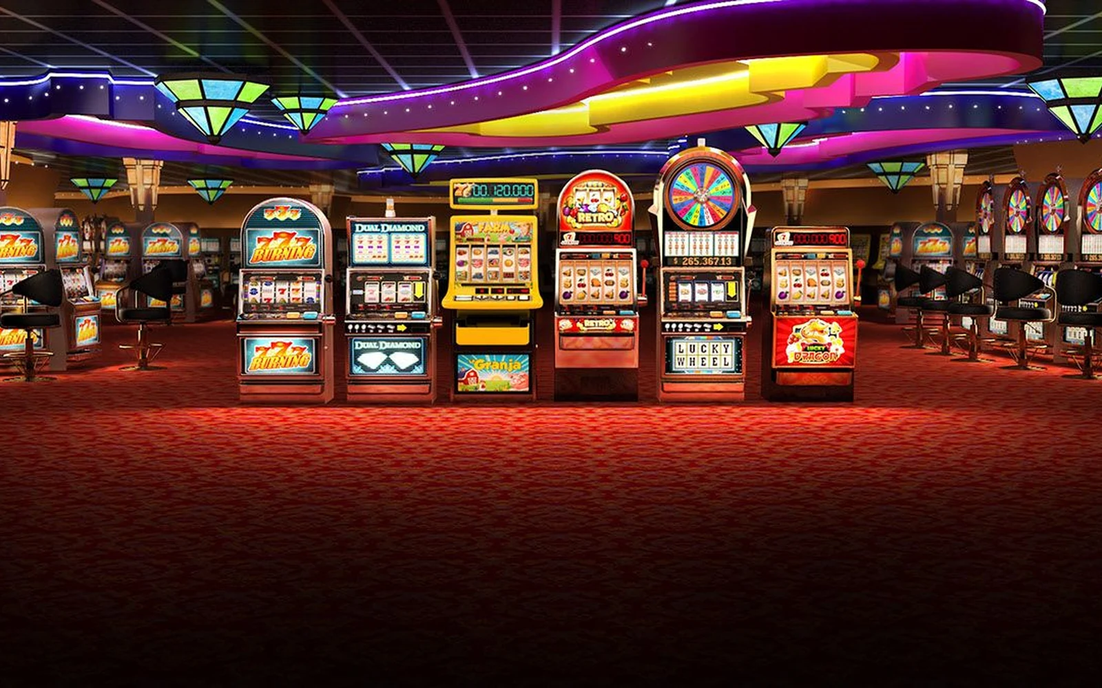 Reel dan simbol permainan slot bertema visual
